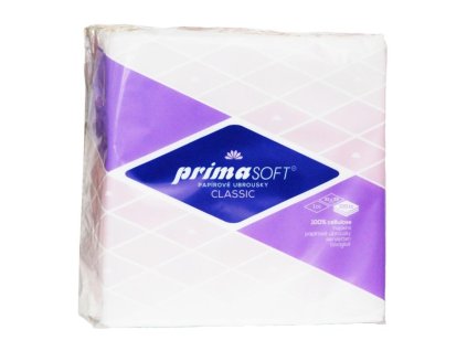 Ubrousky jednovrstvé Primasoft Classic, 33x33 cm, bílé, 100 ks