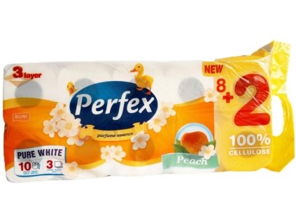 Papír toaletní Perfex, 3vrstvý, celulóza, ø 10 cm, 15 m, broskev, bílý, 10 ks