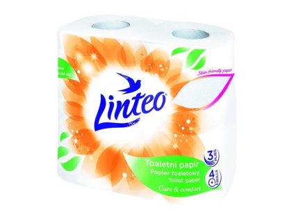 Papír toaletní Linteo, 3vrstvý, celulóza, 15 m, 130 útržků, bílý, 4 ks
