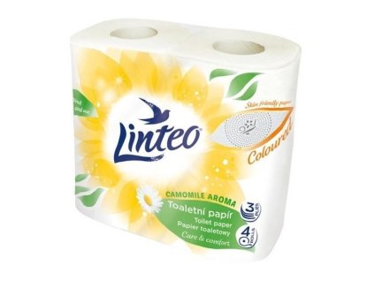 Papír toaletní Linteo, 3vrstvý, celulóza, 16 m, heřmánek, bílý, 4 ks