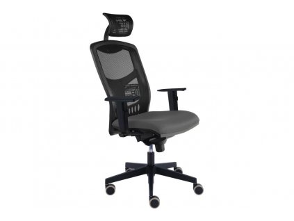Židle kancelářská York SYNCHRO, hlavová opěrka, bederní opěrka, područky P41, kříž černý Loop 640 mm