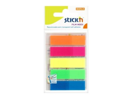 Záložka samolepicí Stick'n Hopax, 45x12 mm, plastová, neonové barvy, 5x25 ks