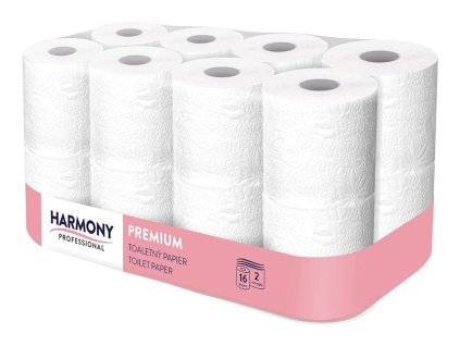 Papír toaletní Harmony Premium, 2vrstvý, celulóza, ø 10,5 cm, 18,5 m, 156 útržků, bílý, 16 ks