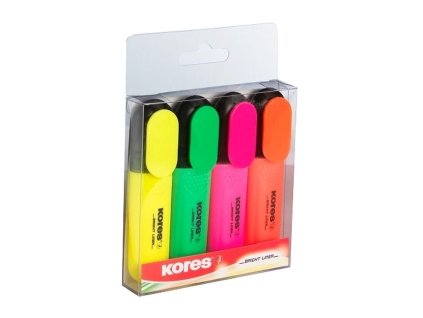 Zvýrazňovač Kores Bright Liner, 0,5-5 mm, klínový hrot, sada 4 ks