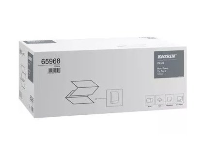 Ručník papírový skládaný Z-Z Katrin Plus, 2vrstvý, celulóza, 23,2x23 cm, bílý, 3000 ks (65968)