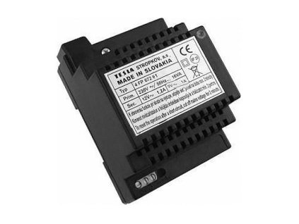 Síťový zdroj Tesla na DIN lištu pro stř.el. zámky (9V AC/1,4A nebo 12V AC/1,2A)