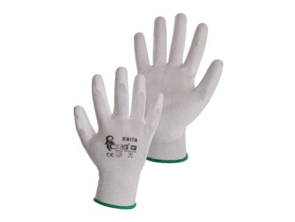 Rukavice nylonové Brita, dlaň polyuretan, velikost XL/10, bílé