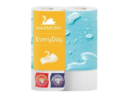 Utěrka papírová na roli Harmony EveryDay, 2vrstvá, kuchyňská, celulóza, ø 10,5 cm, 11 m, 2 ks, bílá
