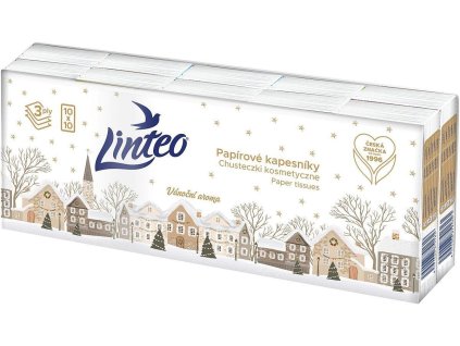 Kapesníčky papírové Linteo, 3vrstvé, celulóza, 10 x 10 ks, den a noc, bílé