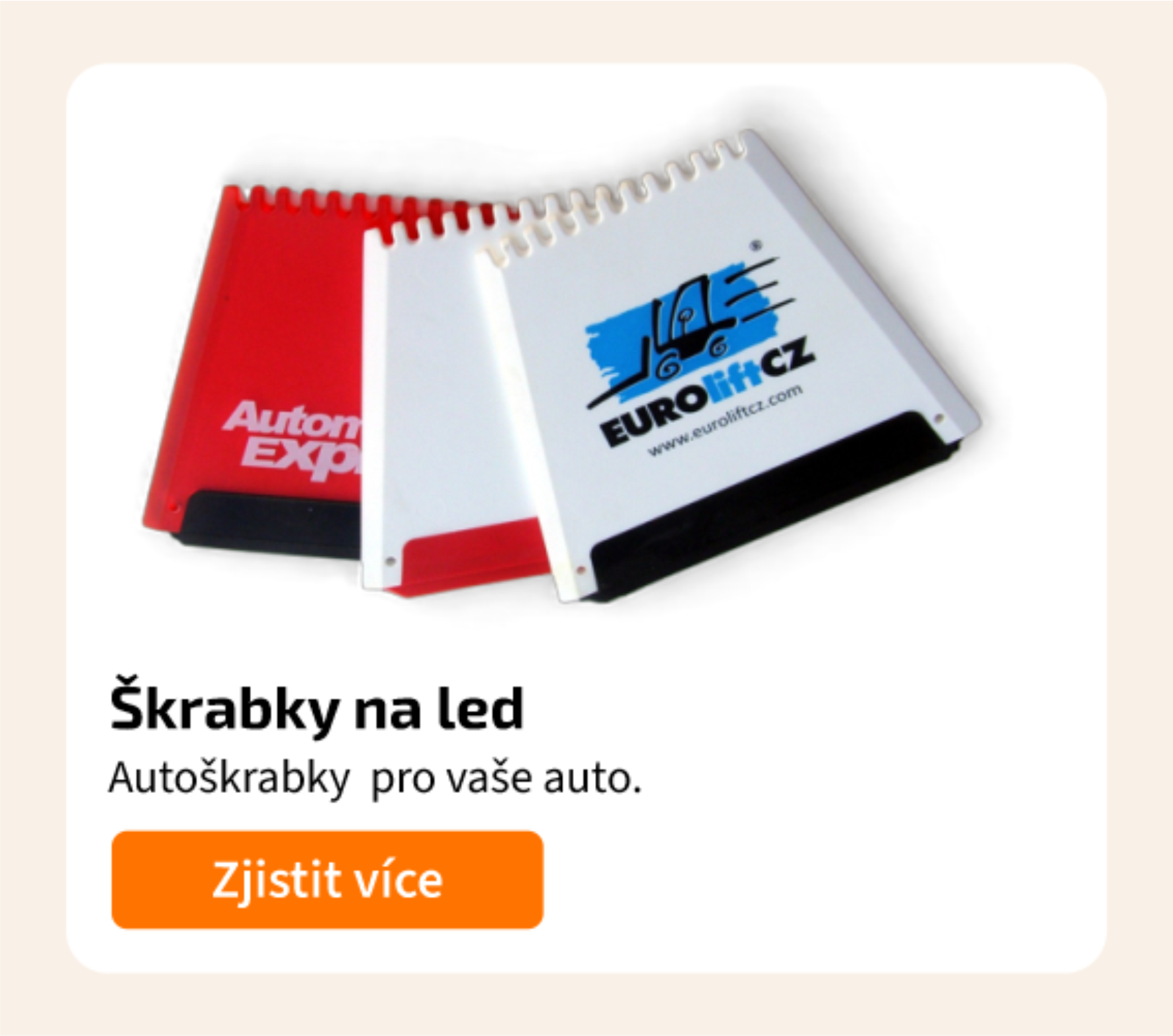 Plastová škrabka na odstranění ledu ze skla.