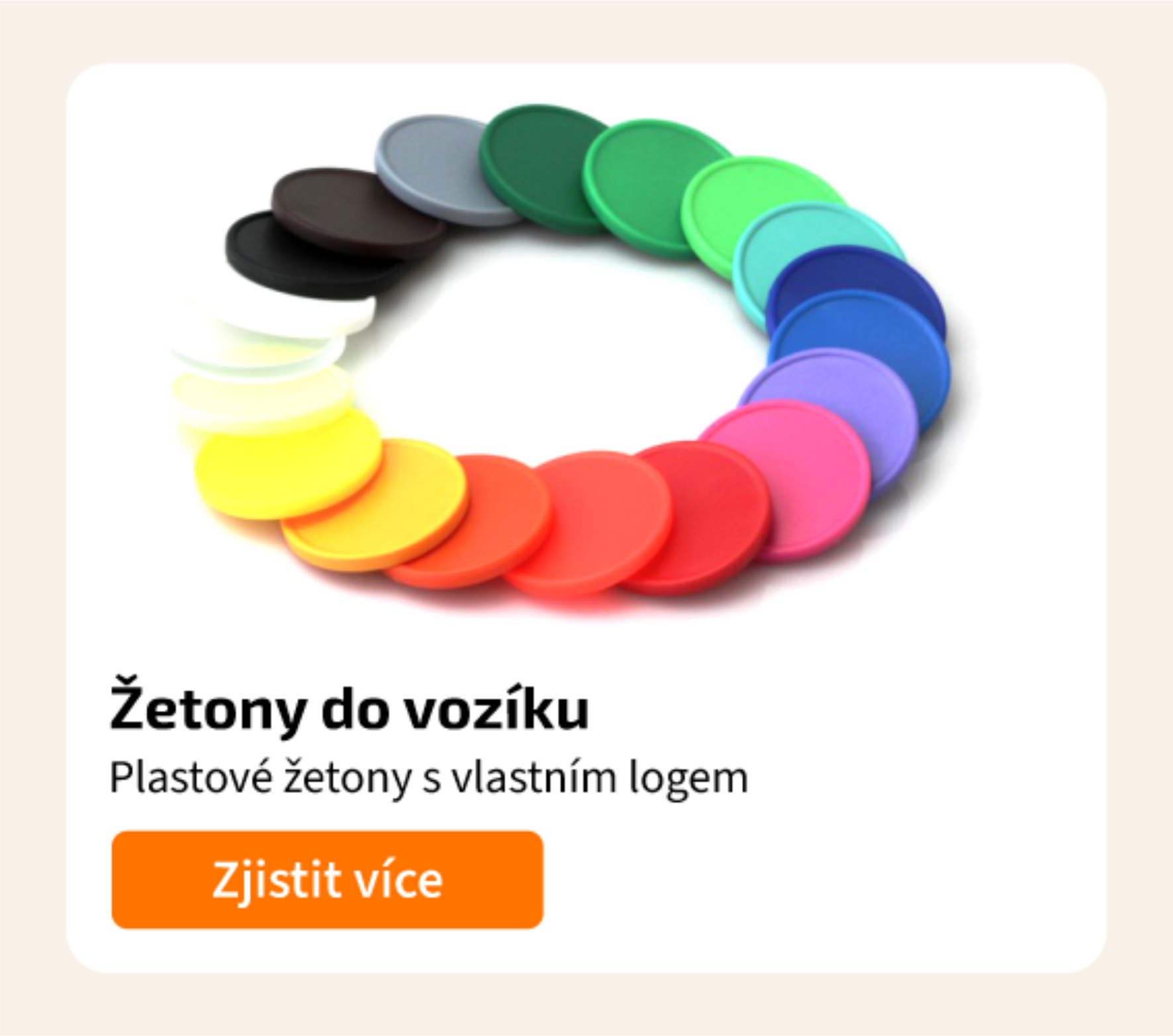 Plastový žeton do nákupního košíku.