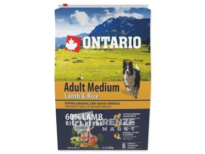 80284 2 ontario adult medium krmivo jehneci ryze 2 25kg