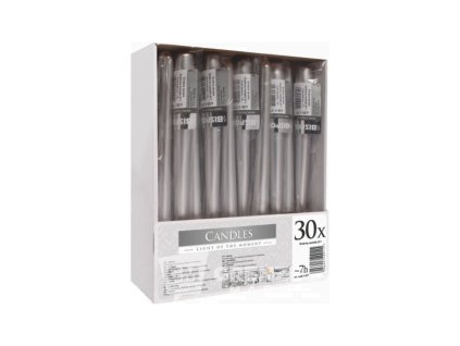 Bispol stolní svíčka S30-1 Metalic Silver 24,5 cm