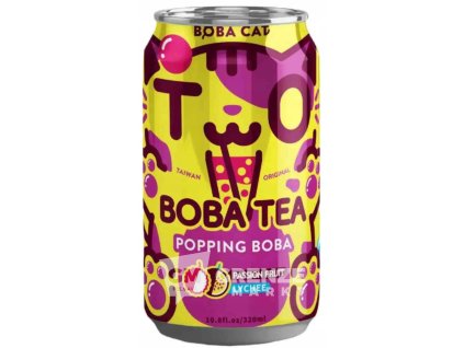 boba cat passionfruit lychee popping boba bubble tea 320ml