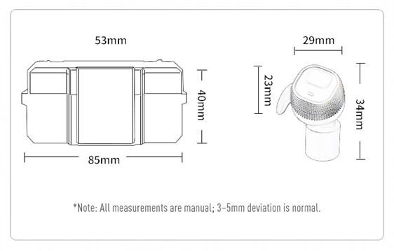 Earmor M20 - rozměry