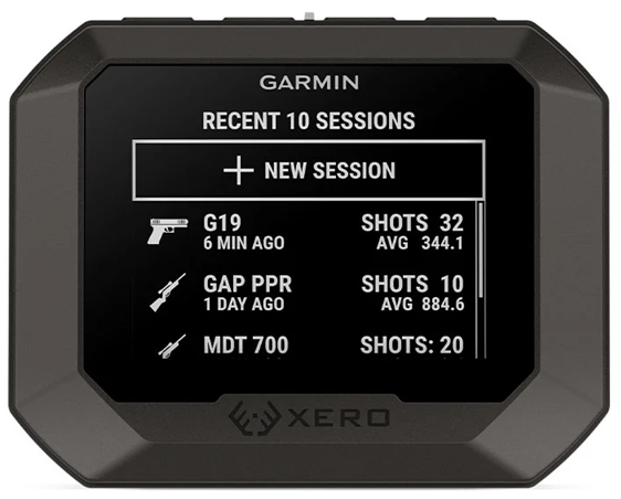 chronograf Garmin XERO C2 - recent sessions