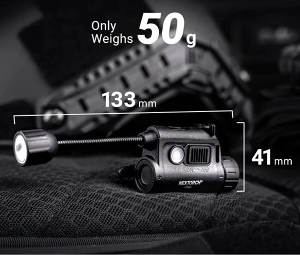 Taktické světlo na helmu rStar Nextorch - rozměry