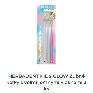HERBADENT KIDS GLOW Zubné kefky s veľmi jemnými vláknami 3 ks