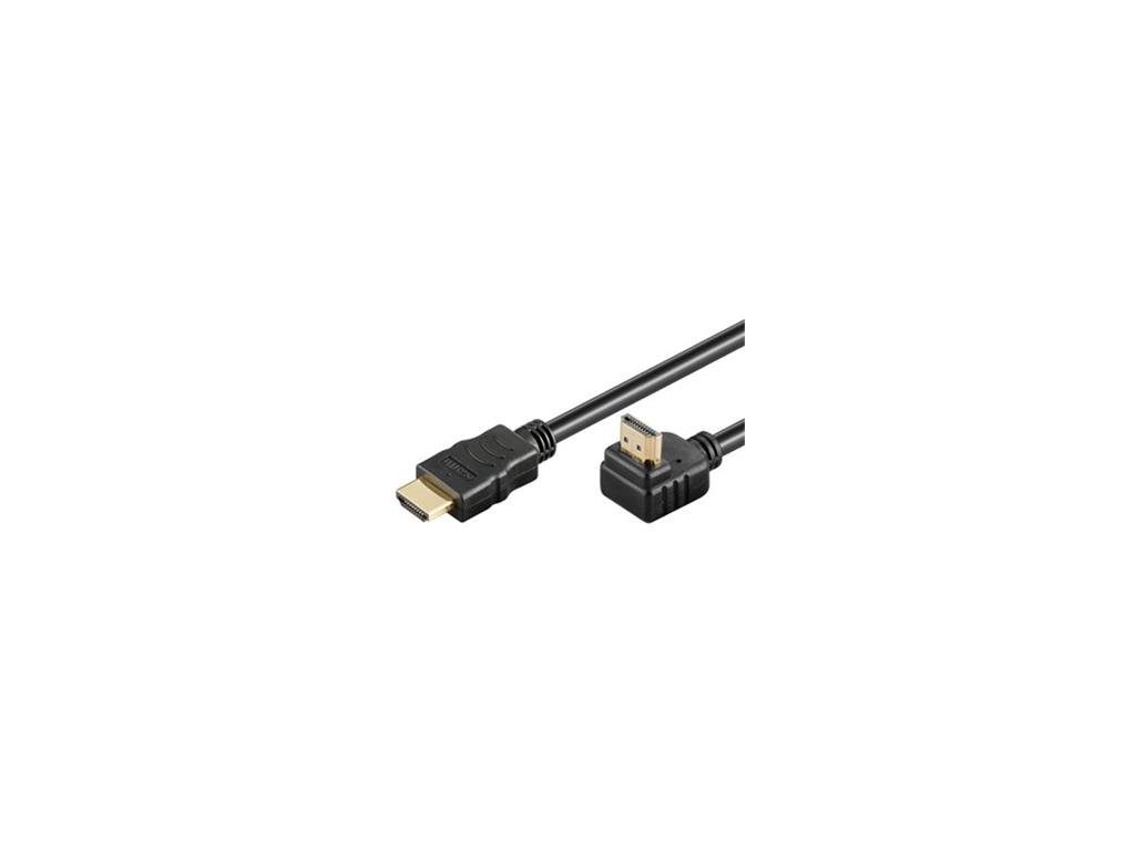 KABEL HDMI A - HDMI A PremiumCord HDMI High Speed+Ethernet kabel, zlacený  zahnutý konektor 90° 2m - Inpraise computers