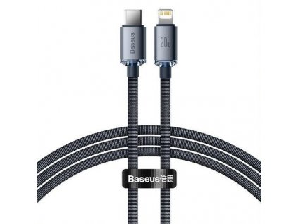 Baseus Crystal Shine Series nabíjecí, datový kabel USB-C Lightning 20W 1,2m, černá