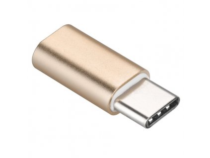 Adaptér USB-C/male - USB2.0 Micro-B/female, zlatý (kur31-08)