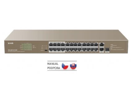 Tenda TEF1126P-24-410W PoE AF / AT switch - 24x PoE 100 Mb/s + 2x Uplink 1Gb/s RJ45/SFP,PoE+ 370W (TEF1126P-24-410W)