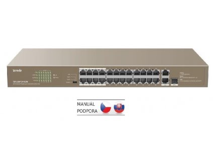 Tenda TEF1126P-24-410W PoE AF / AT switch - 24x PoE 100 Mb/s + 2x Uplink 1Gb/s RJ45/SFP,PoE+ 370W
