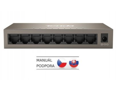 Tenda TEG1008M 8-port Gigabit Switch, 8x 10/100/1000 Mb/s, Fanless, MAC 4K, napájení AC/DC, i na zeď (TEG1008M)