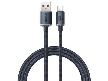 Baseus Crystal Shine Series nabíjecí/datový kabel USB-A / USB-C 100W 1,2m, černá