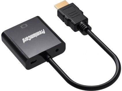 Převodník HDMI na VGA se zvukem 3,5mm stereo jack - černý (khcon-54)