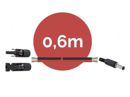 Viking napájecí propojovací kabel MC4 -> Jack 5,5/2,1 k solárnímu panelu, délka 0,6 m (VNKJACK06M)