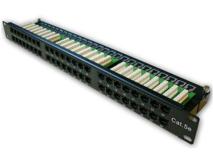 DATACOM Patch panel 19" UTP 48 port CAT5E LSA 1U BK (6x8p) (3004)