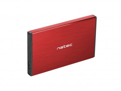 Natec Externí box pro HDD 2,5" USB 3.0 Rhino Go, červený, hliníkové tělo (NKZ-1279)