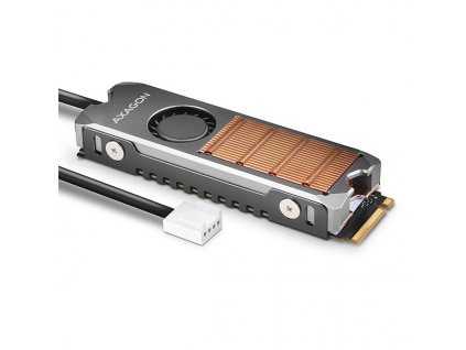 AXAGON CLR-M2FAN, měděný chladič s ventilátorem pro oboustranné M.2 SSD