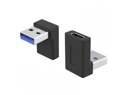 Zahnutá 90° redukce USB-C Female na USB-A Male (kur31-27)