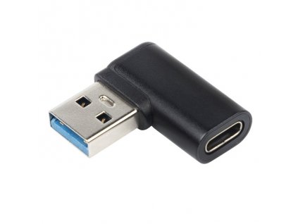 Zahnutá 90° redukce USB-C Female na USB-A Male (kur31-26)