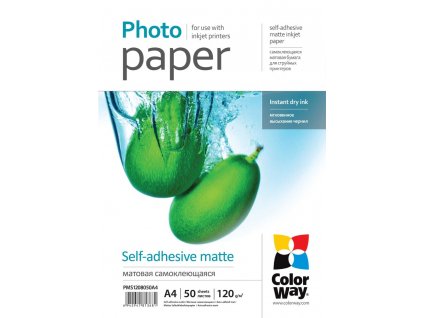 ColorWay fotopapír/ matte self-adhesive 120g/m2, A4/ 50 kusů (PMS1208050A4)