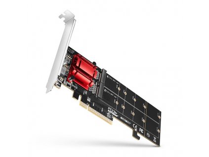 AXAGON PCEM2-ND, PCIe x8 řadič - 2x M.2 NVMe M-key slot, RAID, podpora desek bez bifurkace, vč. LP (PCEM2-ND)