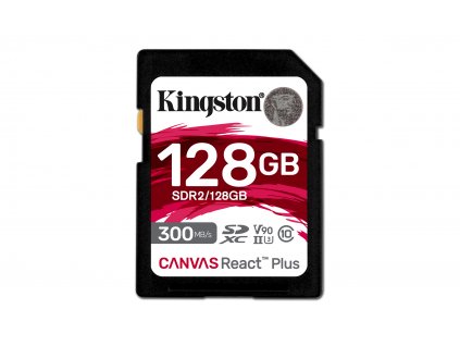 KINGSTON SDXC 128GB Canvas React Plus UHS-II V90 (čtení/zápis: 300/260MB/s) (SDR2/128GB)