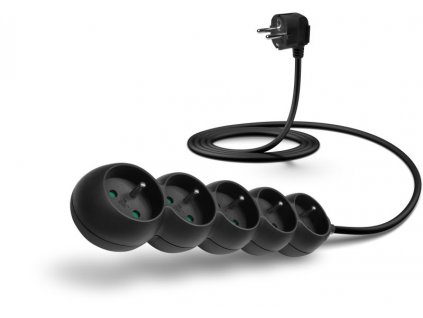 Connect IT prodlužovací kabel 230 V, 5 zásuvek, 2m, bez vypínače (černý)
