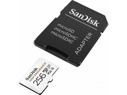 SanDisk High Endurance microSDXC 256GB 100MB/s UHS-I U3 Class 10+ Adaptér (SDSQQNR-256G-GN6IA)