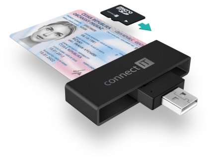 Connect IT USB čtečka eObčanek a čipových karet, černá (CFF-3000-BK)