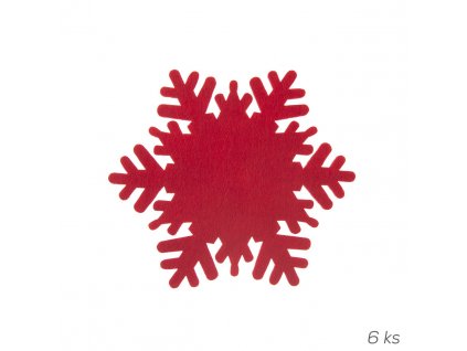 Orion Podtácek polyester VLOČKA pr. 13,5 cm červená, 6 ks (710829)