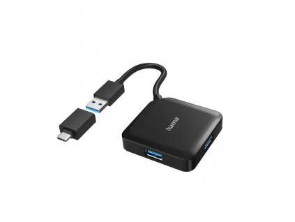 Hama USB hub, 4 porty, USB 3.2 Gen 1, USB-C adaptér (200116)