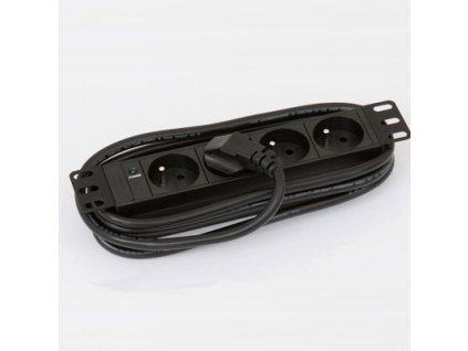 10" Rozvodný panel 4x230V. 2m kabel 1U černý
