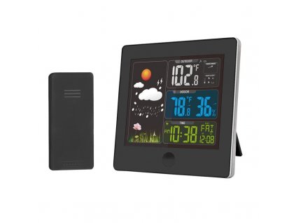 Solight meteostanice, barevný LCD, teplota, vlhkost,RCC, černá (TE80)