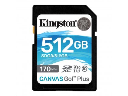 KINGSTON SDXC 512GB Canvas Go! Plus UHS-I U3 V30 rychlost až 170MB/s (SDG3/512GB)