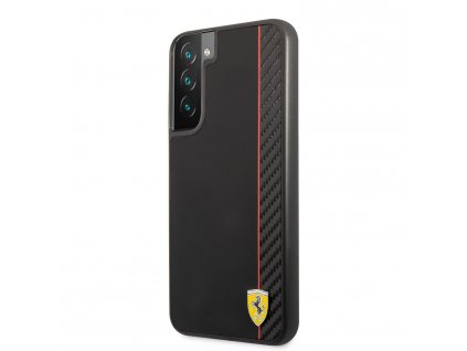 Ferrari Smooth and Carbon Effect Zadní Kryt pro Samsung Galaxy S22+ Black