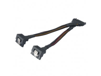 AKASA kabel SATA power splitter, 15 pin male na  2x 15 pin female, 15cm (AK-CBPW15-15BK)