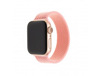 Elastický nylonový řemínek FIXED Nylon Strap pro Apple Watch 42/44/45mm, velikost S, růžový